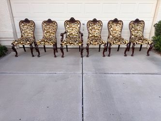 Mid-Century Ornate Wood Dining Chairs