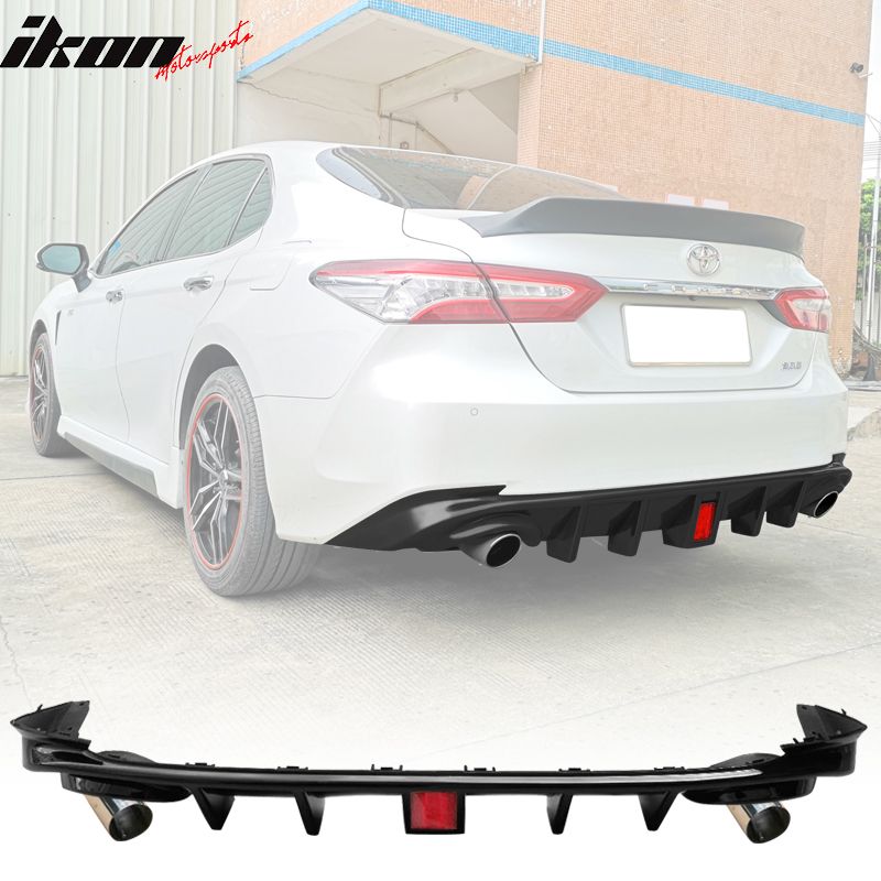 Fits 2018-2024 Toyota Camry Rear Bumper Lip Diffuser 3RD Brake Light Tip Gloss Black