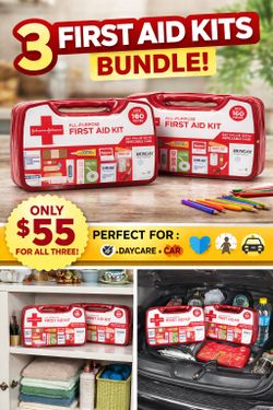 Johnson & Johnson First Aid Kit Bundle (3-Pack) – NEW 160 Piece –