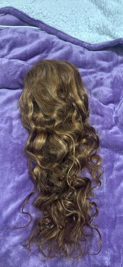 OQ Hair 22 in Human Hair Lace Front Wig Body Wave Free-Part Medium Brown