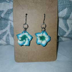 Blue Flowered Earrings