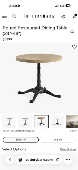 Pottery barn round table 36 inch