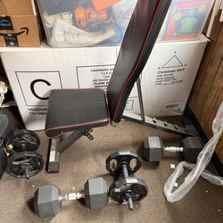 Weight bench & dumbells