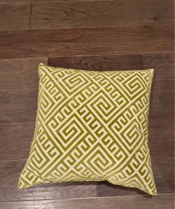 Lime Green & Cream Greek Key Throw Pillow – 19” x 19”