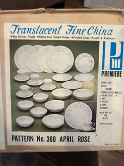 Brand New Premiere Fine China “April Rose” – Pattern #360 – 24-Piece Set