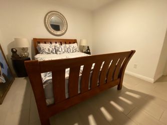 Queen bed frame solid wood