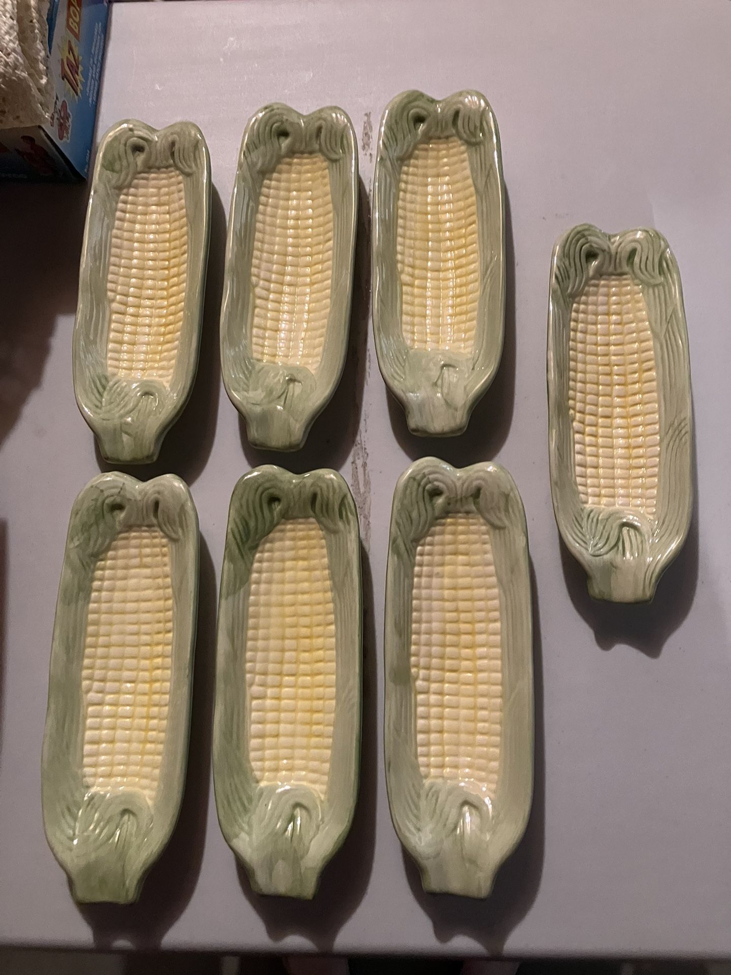 7 Ceramic Corn Dishes And Butter Dish