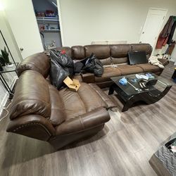 Brown Leather Recliner Couch