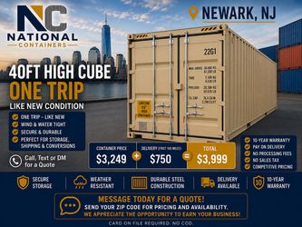 40FT High Cube One-Trip Shipping Container – Newark, NJ