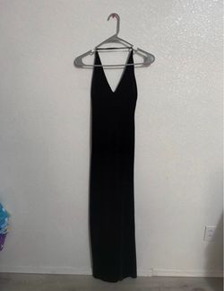 Black Maxi Slip Dress Deep V-Neck