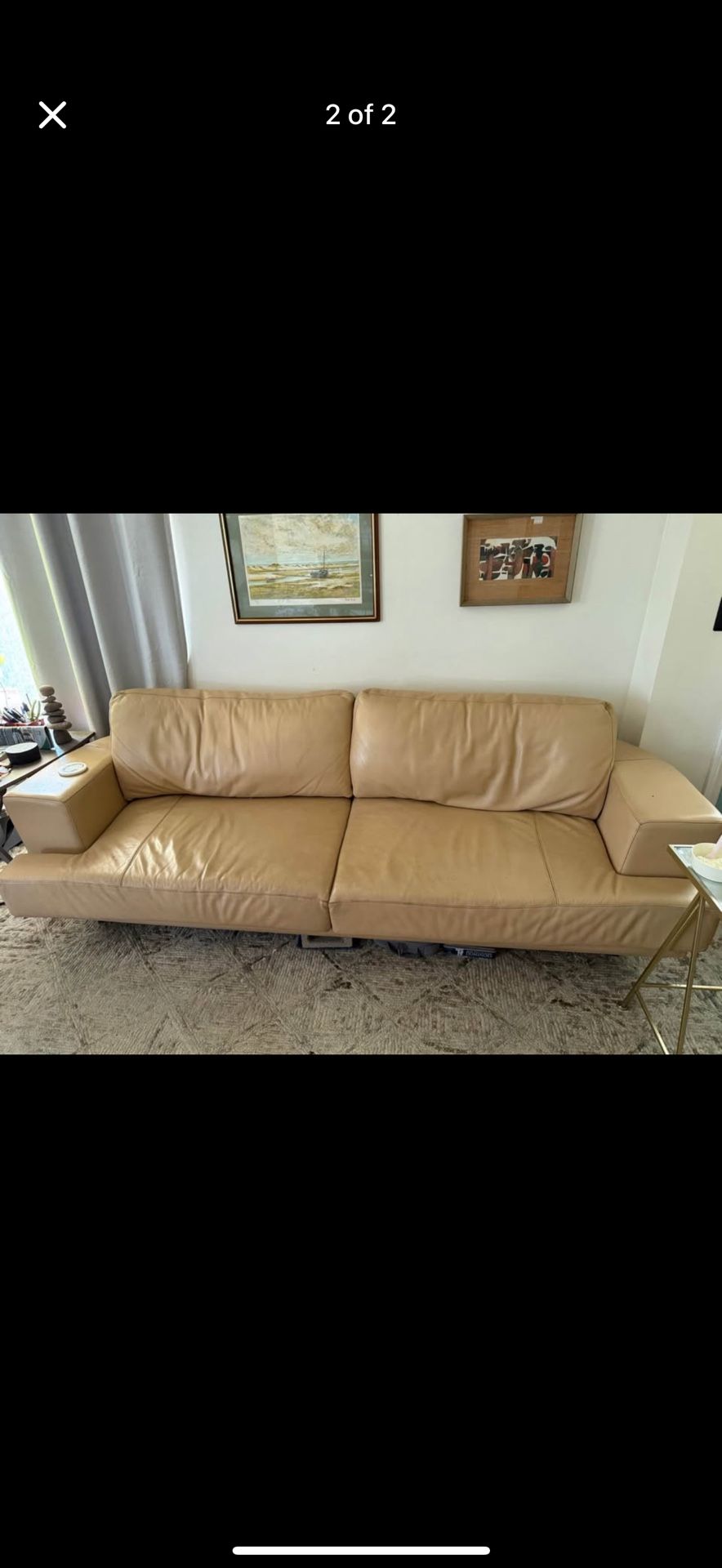 Leather Couch, Very Comfortable, Missing Legs