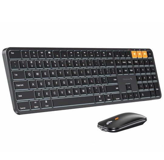 ProtoArc Backlit Bluetooth Keyboard and Mouse for Mac, KM100-A Multi-Device Wireless Keyboard Mouse for Mac, Full Size Rechargeable for MacBook Pro/Ai