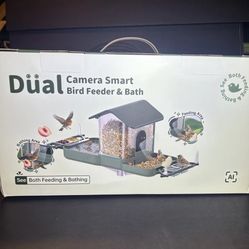 Dual-Lens Bird Feeder with Camera & Bird Bath Combo, Watch Birds Eat & Bathe with WiFi 2K HD Video