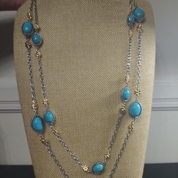 By Ballet Silver Tone Turquoise Necklace New