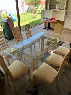 Set of 8 A Sibau Italy dining table with chairs