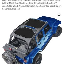 Alien Sunshade Jeep Wrangler JKU Black (2007-2018), Front & Rear Mesh Sun Shade for Jeep JK Unlimited, Blocks UV, Jeep Gifts, Wind, Noise, Bikini Jkin