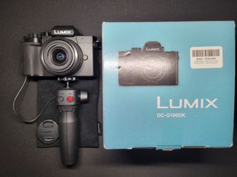 Panasonic Lumix G100D w/ 12-32mm f/3.5-5.6 lens, USB-C Tripod Vlogging Grip
