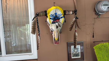 Apache crown dancer painted steer skull