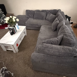 Mid worn sectional sofa With White Marble Table 