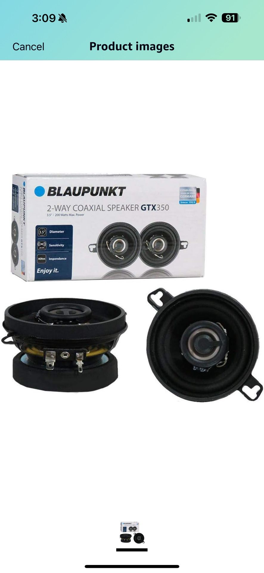 BLAUPUNKT GTX350 3.5-Inch 200W 2-Way Coaxial Car Audio 