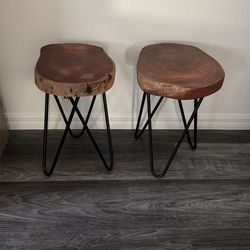 Short Natural Wood Bar Stools