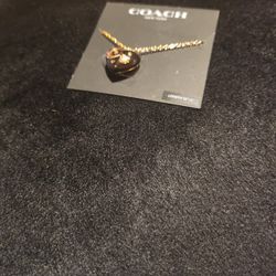 Coach Black Heart Necklace 