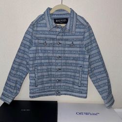 BALMAIN Logo Stripe Denim Jacket