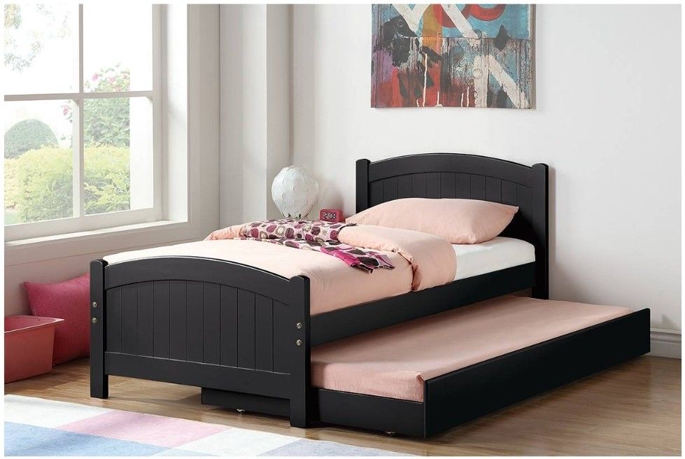 URTR 42 in. W Gray Twin Platform Bed with Trundle, Twin  TWIN BED FRAME WHIT TRUNDLE MATTRES SOLD SEPARATELY NEW IN BOX ☎️ 1714586,2564  BLACK COLOR ⚫️ 