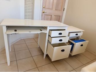 White Desk and Matching File Cabinet