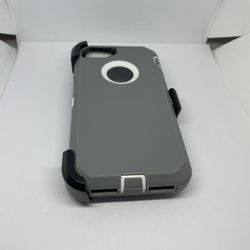 For iPhone 6, iPhone 7/8 , iPhone SE Gray With White Belt Clip Case Defender 