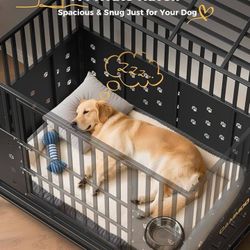 Assembled 48'' Heavy Duty Dog Crate for Large Dogs, – Upgraded Chew-Proof Pane
