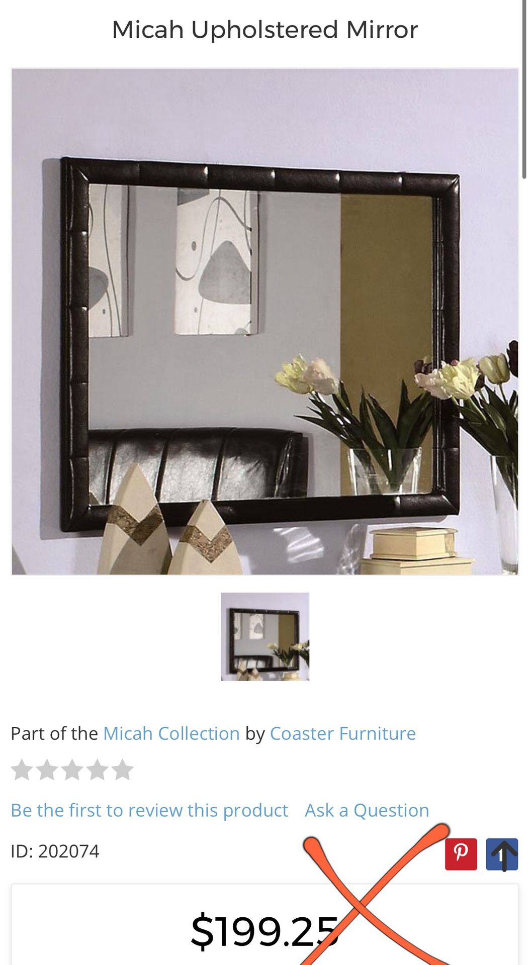 BRAND NEW! STILL IN BOX Micah Upholstered Mirror