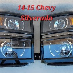 2014 And 2015 Chevrolet Silverado LED Projector Headlights Luces Calaveras Micas Faros Focos Faroles Headlamps Chevy 