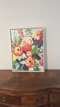 Framed Floral Canvas Wall Art