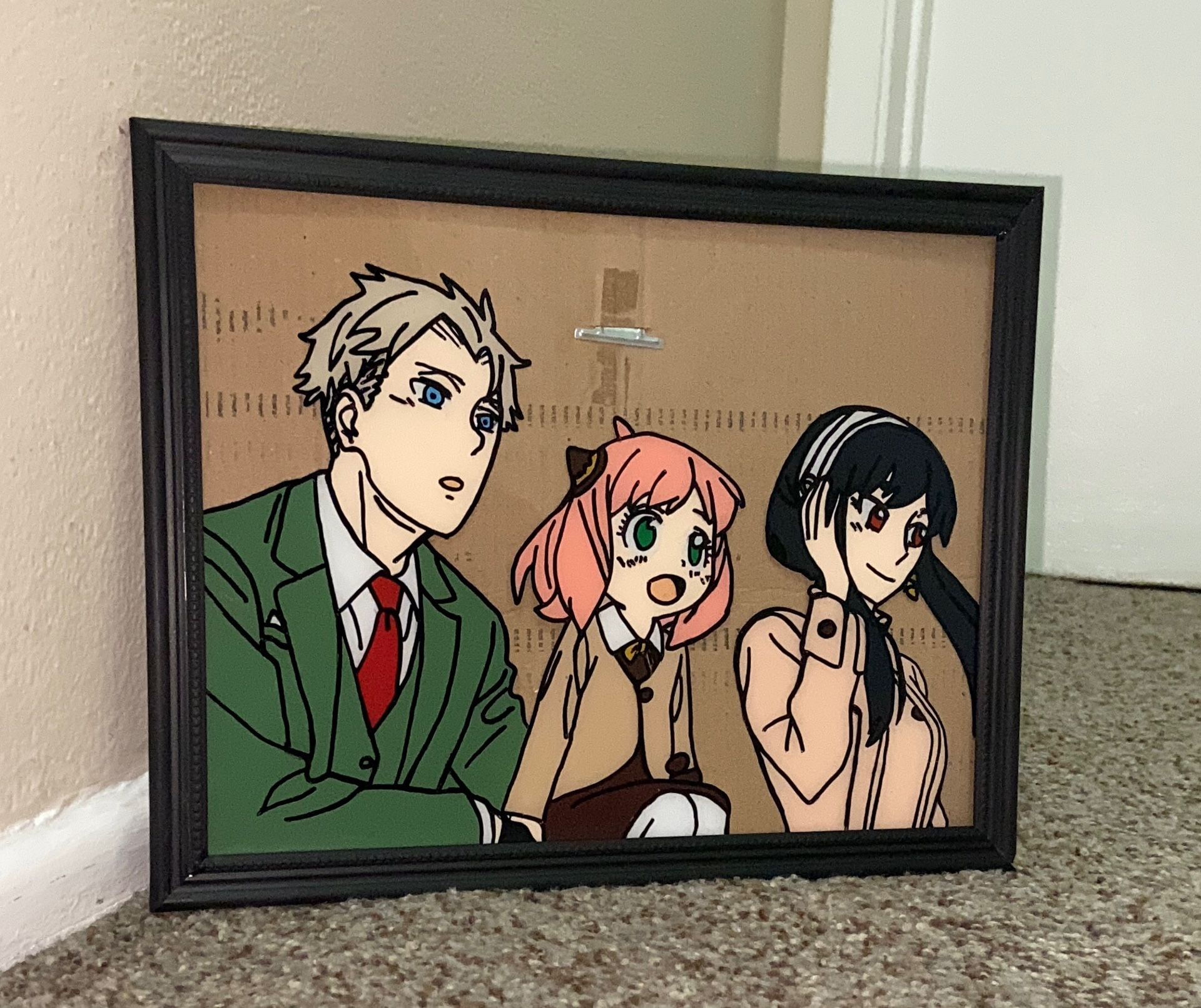 Glass Anime Painting Spy x Family Custom Portraits Of Friends, Family, & Pets LOCATED IN COVINA
