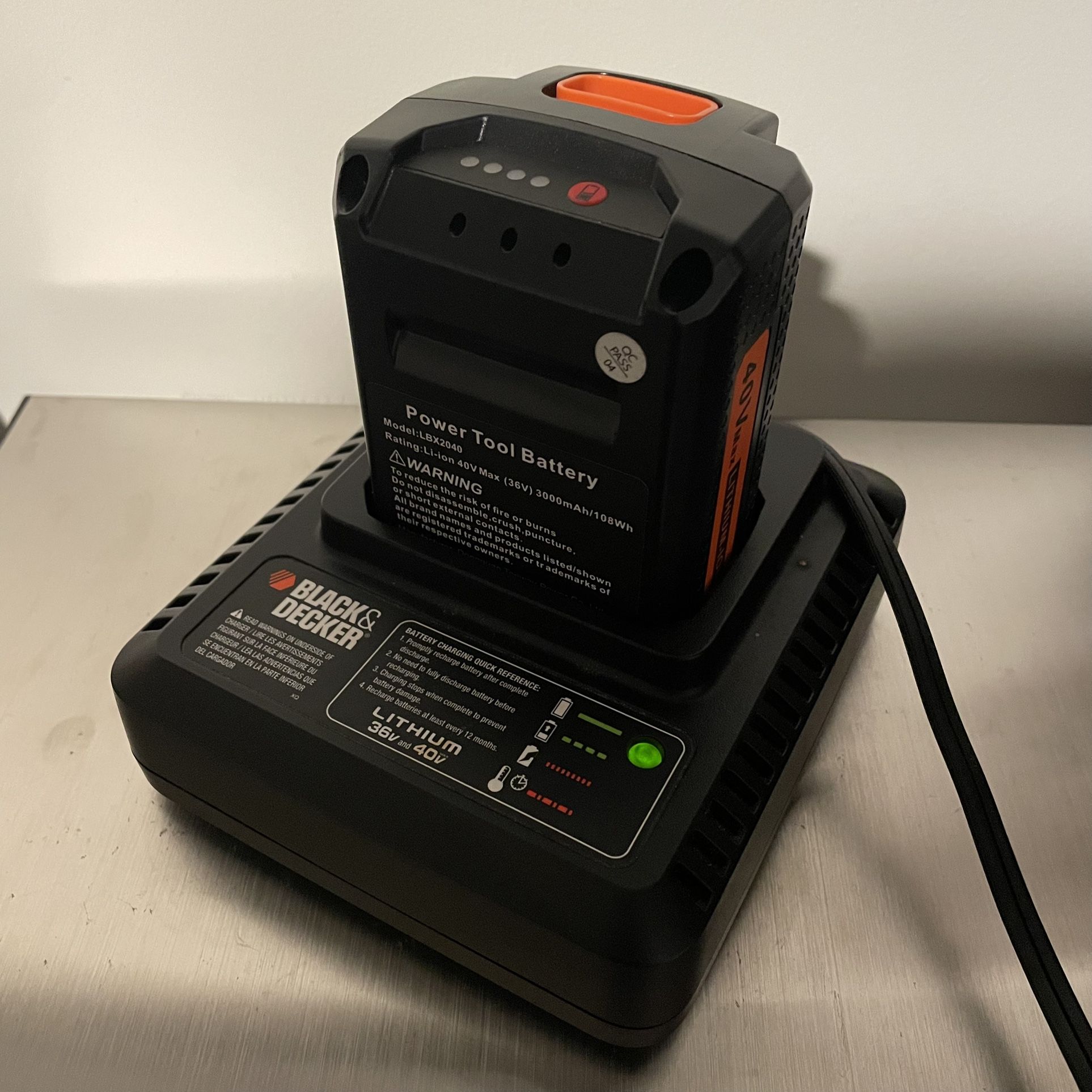 Black+Decker 40V Max Lithium-Ion Battery & Charger, Tested