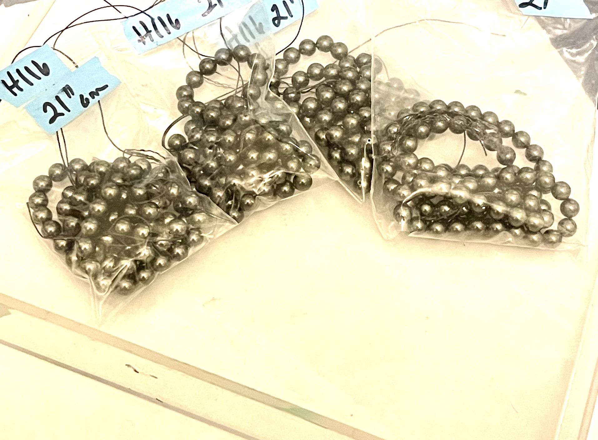 Lot Of Gray Glass Pearls 21”