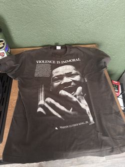 90s Martin Luther King Jr. MLK Tee Shirt Violence Is Immoral Vintage XL Black