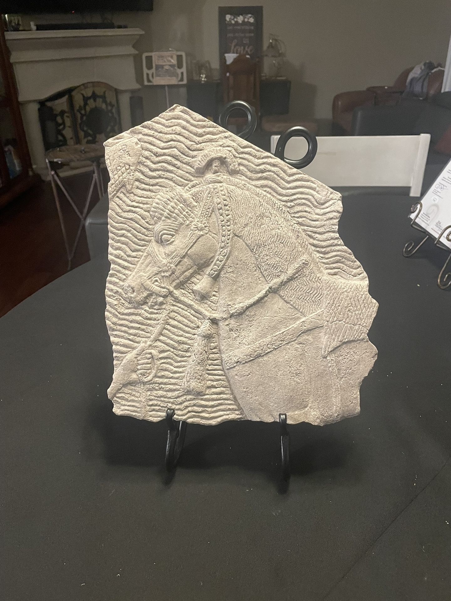 Metropolitan Museum Of Art Assyrian Calvary Horse Relief Wall Plaque Sculpture