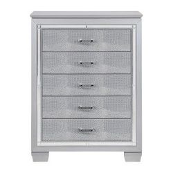 Brand new 5-drawer silver modern chest of drawers (38 x 17 x 51.25H) (