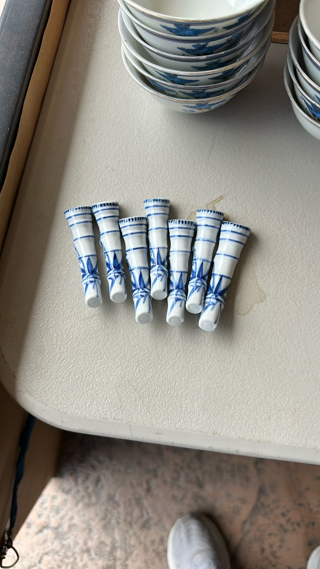 Chopstick Rests Blue And White Bamboo Design