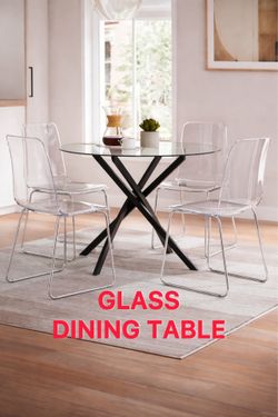 🔥42” MODERN GLASS Round DINING Table (ASHLEY PHARWYNN) – BRAND NEW