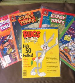 Bugs Bunny 50th anniversary magazine and looney tunes magazine lot