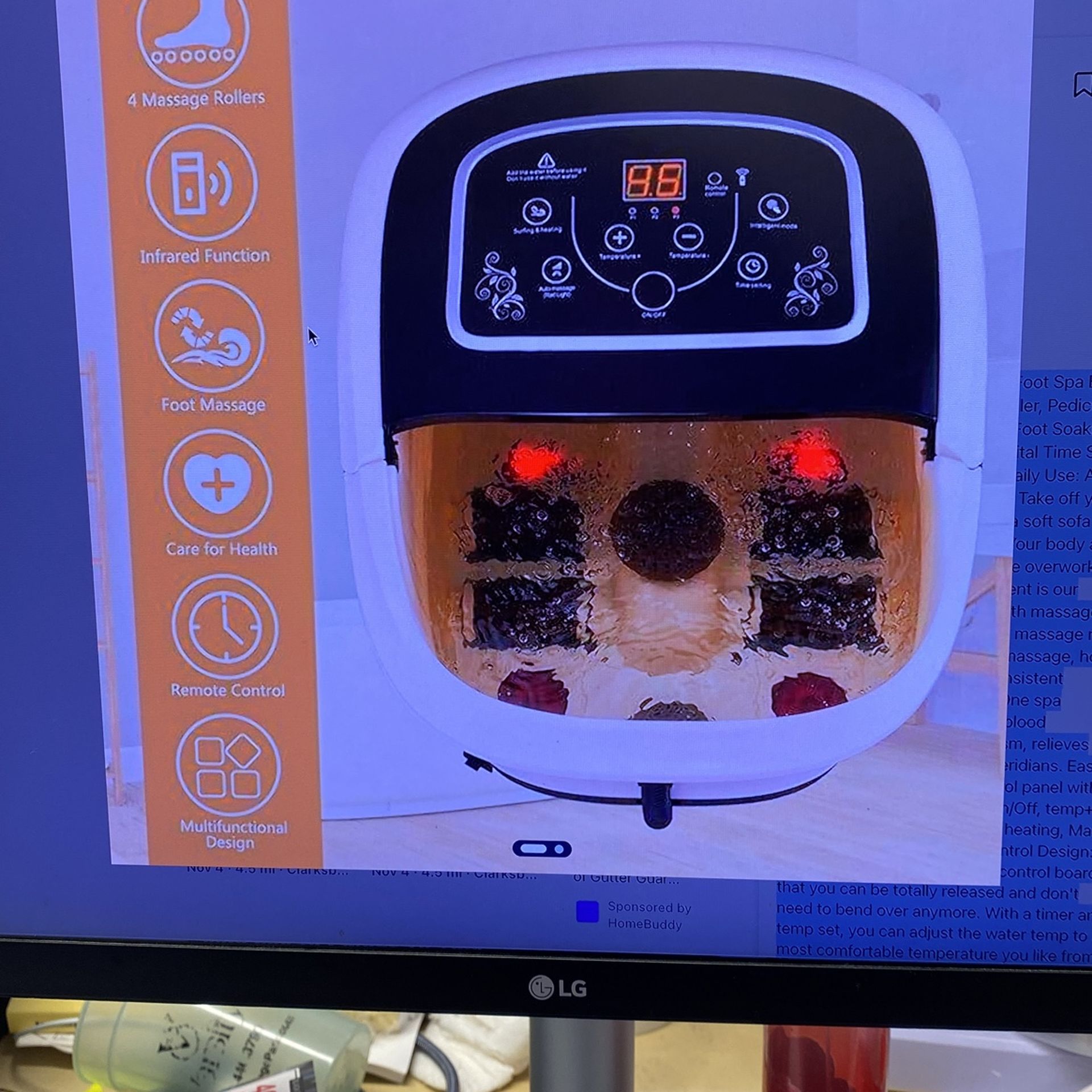 Multifunctional Foot Massager; Foot Soaking Massager for Home Salon