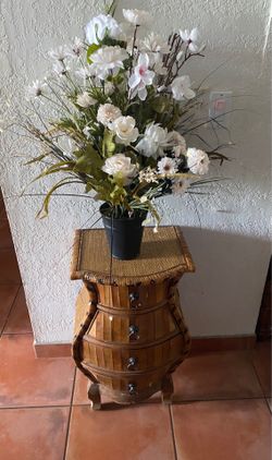 Boho style Night stand with floral decor