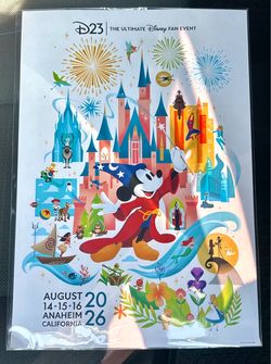 Disney D23 Exclusive Convention 2026 Gold Member Poster Mickey 18.5x13.5