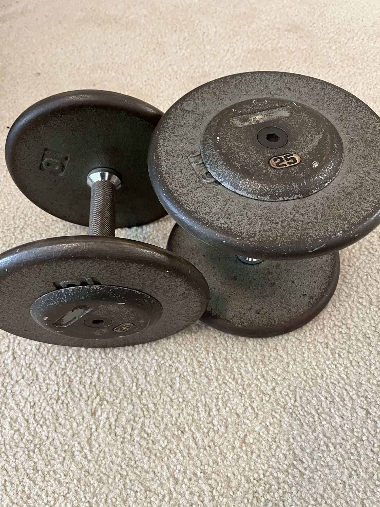 2 Pair 25 Lb Dumbbells