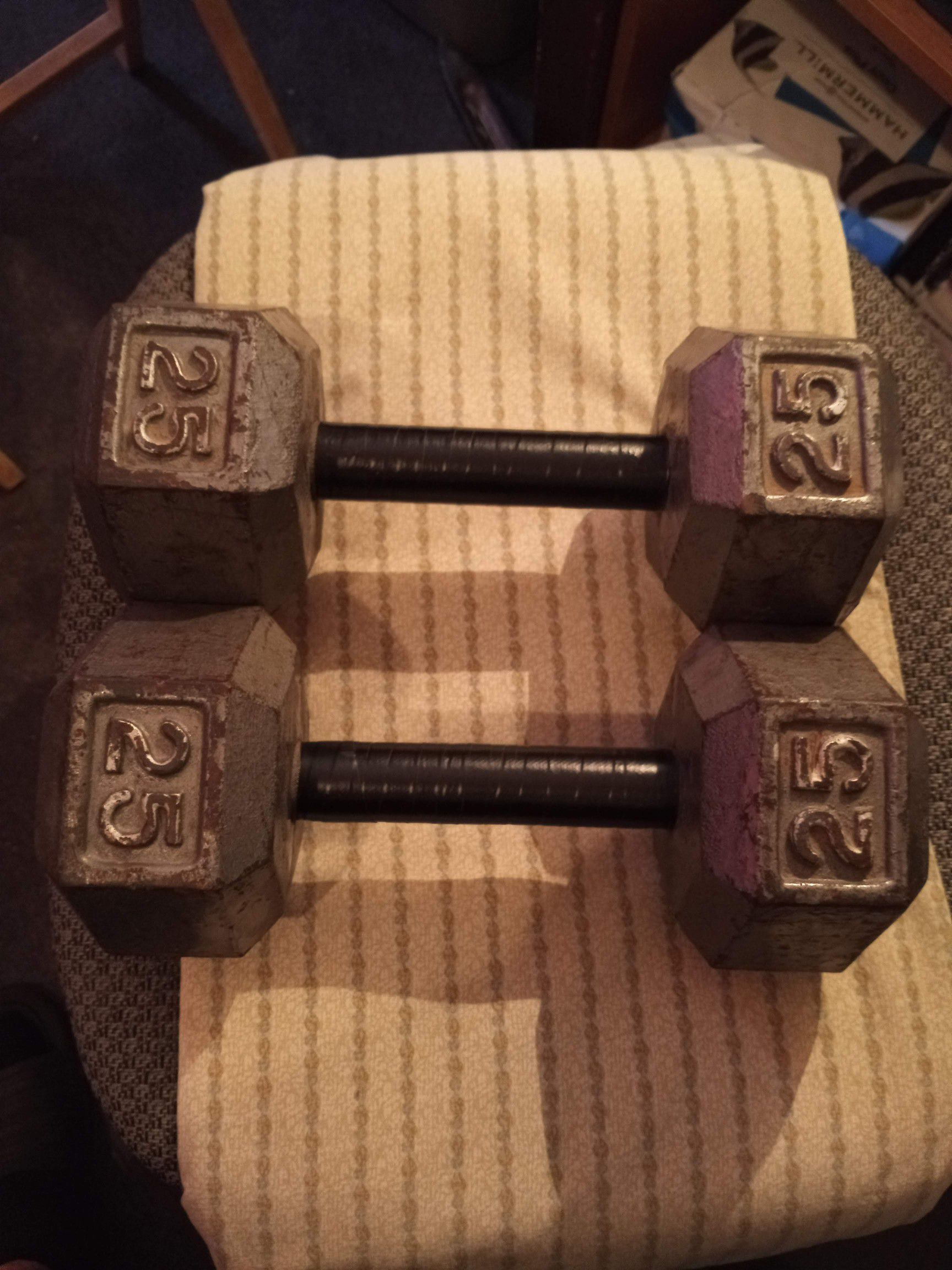Pair of 25 pound dumbbells