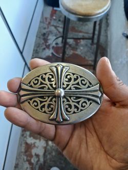 Oval Cross Floral Belt Buckle made in Italy
