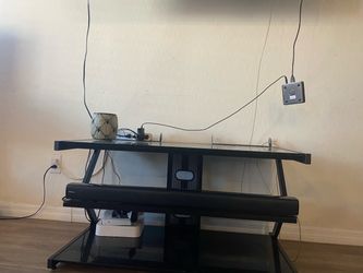 Black Glass TV Stand with Metal Frame